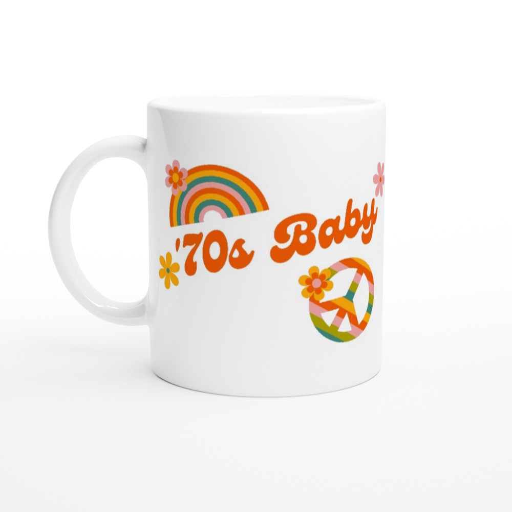 70's Baby - White 11oz Ceramic Mug Default Title White 11oz Mug Globally Fulfilled retro