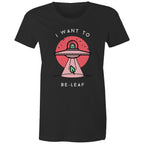 I Want To Be-Leaf - Womens T-shirt Black Womens T-shirt Printed In Australia Sci Fi
