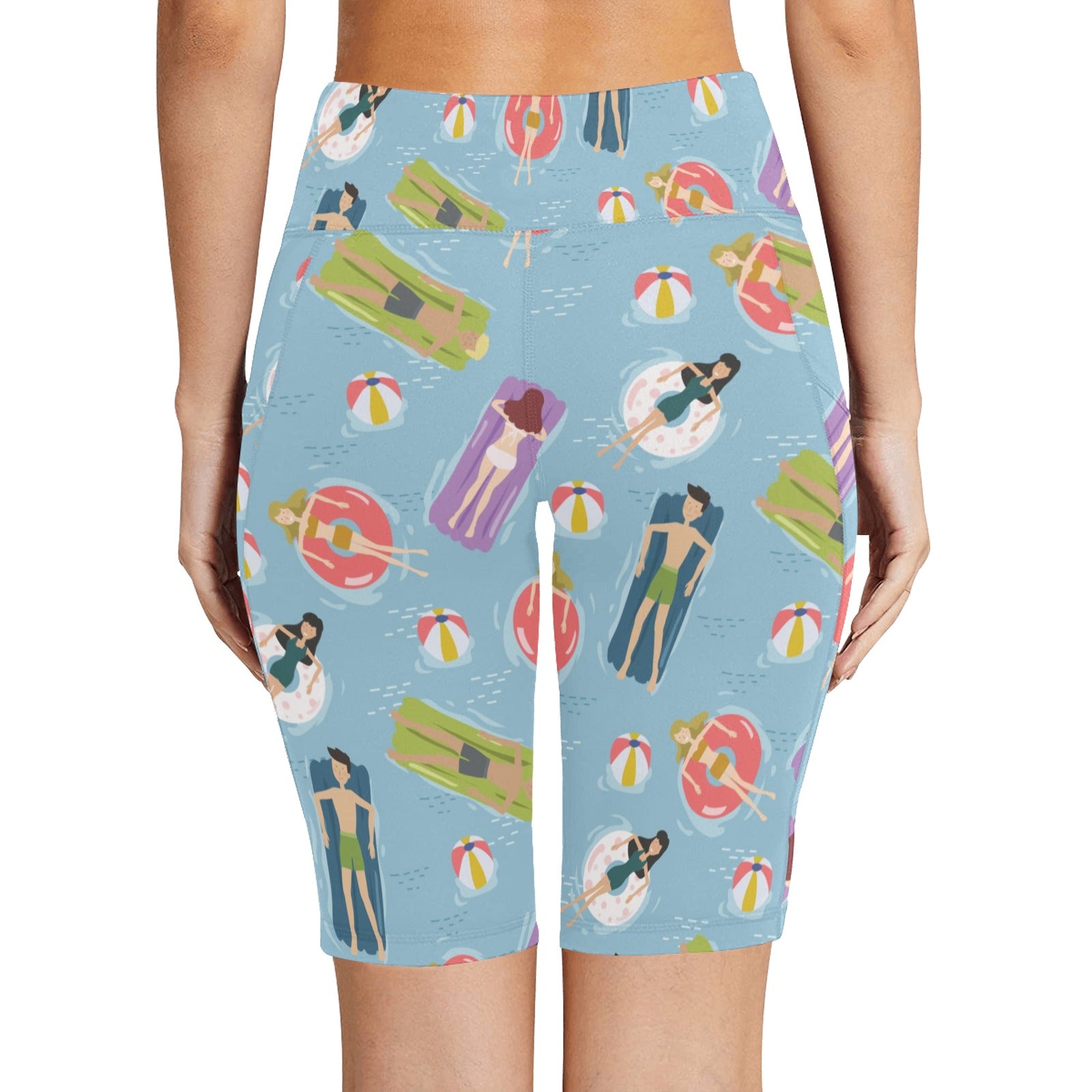 Beach Float Women's Bike Shorts With Side Pockets Women's Bike Shorts Printed Offshore Summer Surf