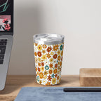 70's Style Floral Small Stainless Steel Travel Mug Cup 12oz/350ml