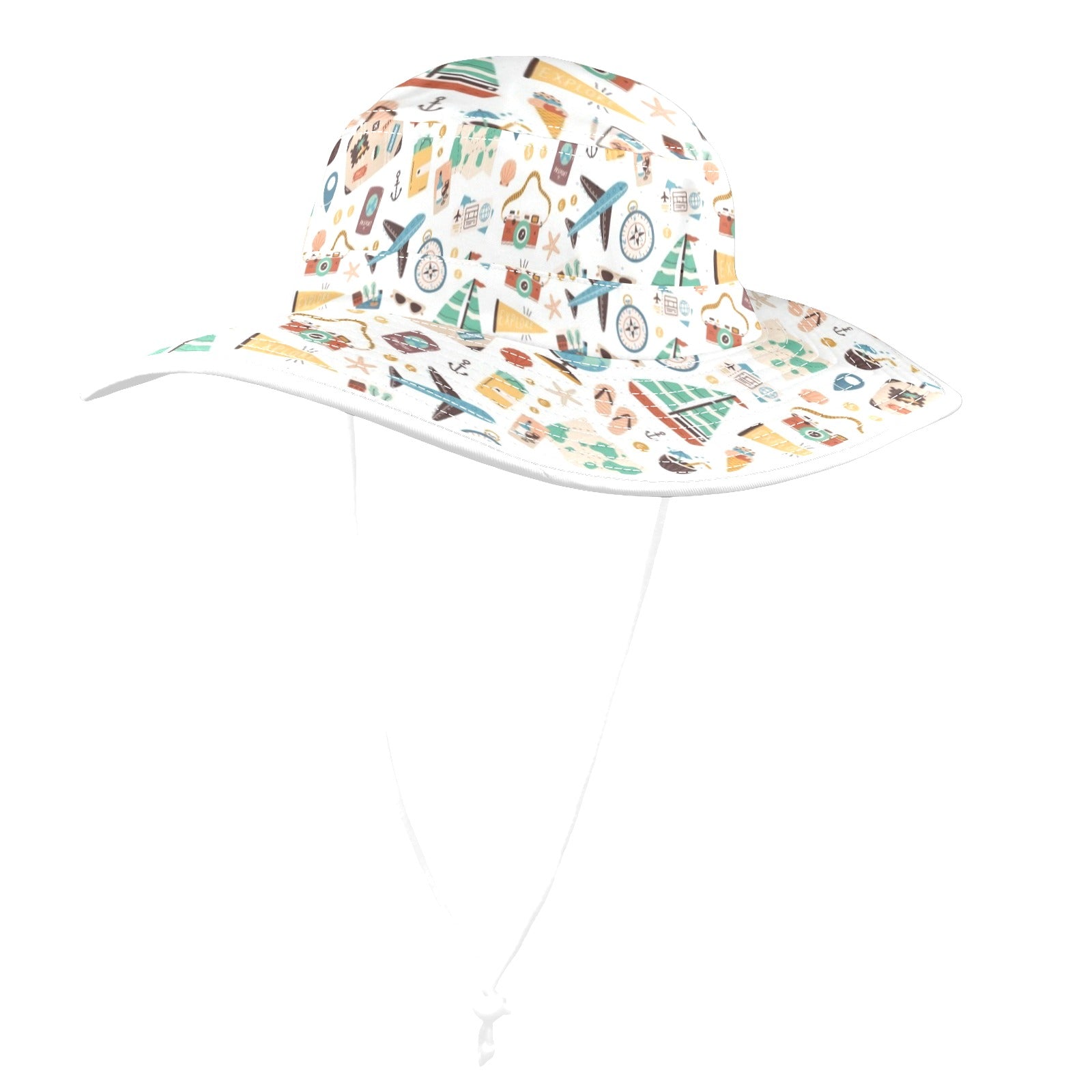 Travel And Explore Wide Brim Bucket Hat Wide Brim Bucket Hat Printed Offshore