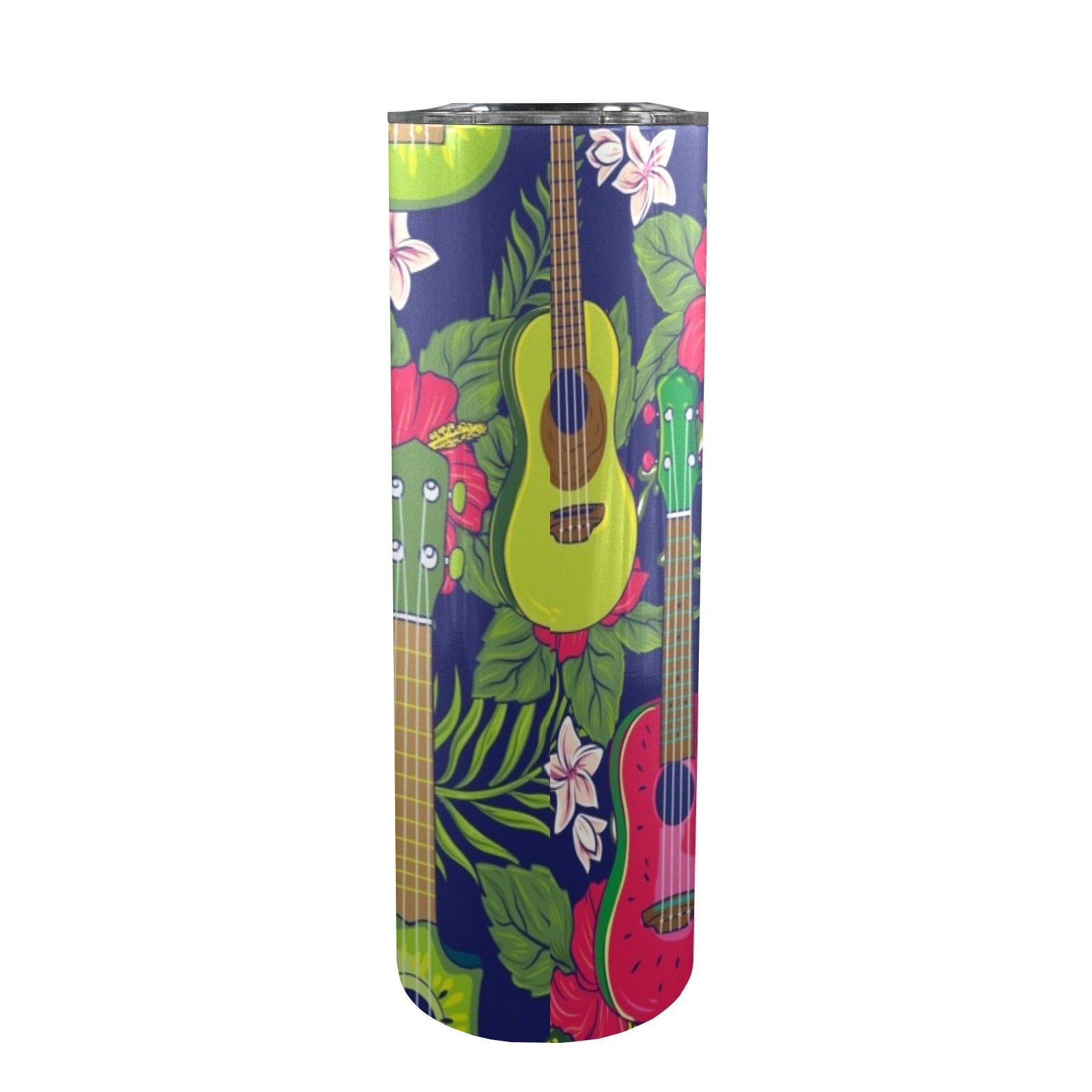Tropical Ukulele 20oz Tall Skinny Tumbler with Lid and Straw