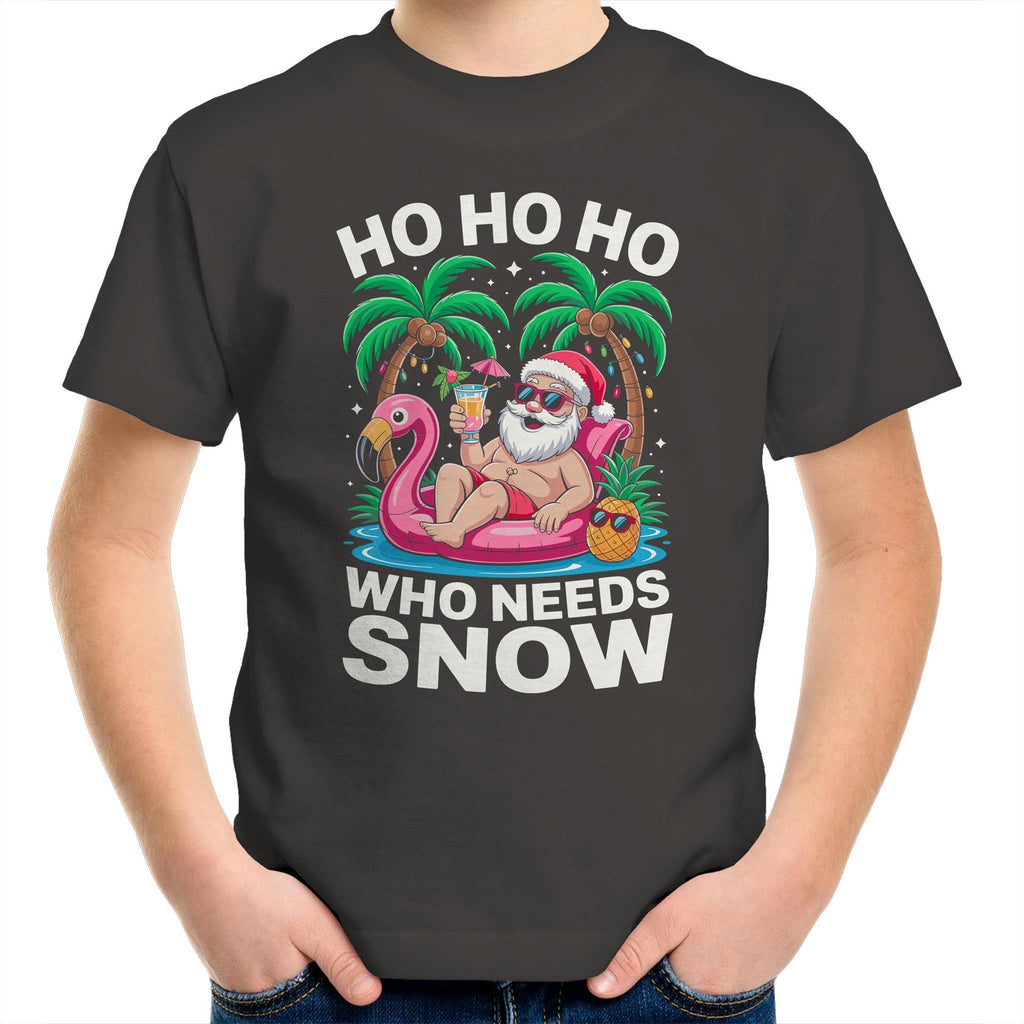 Santa, Who Needs Snow - Kids Youth T-shirt Charcoal Kids Christmas T-shirt Christmas Printed In Australia