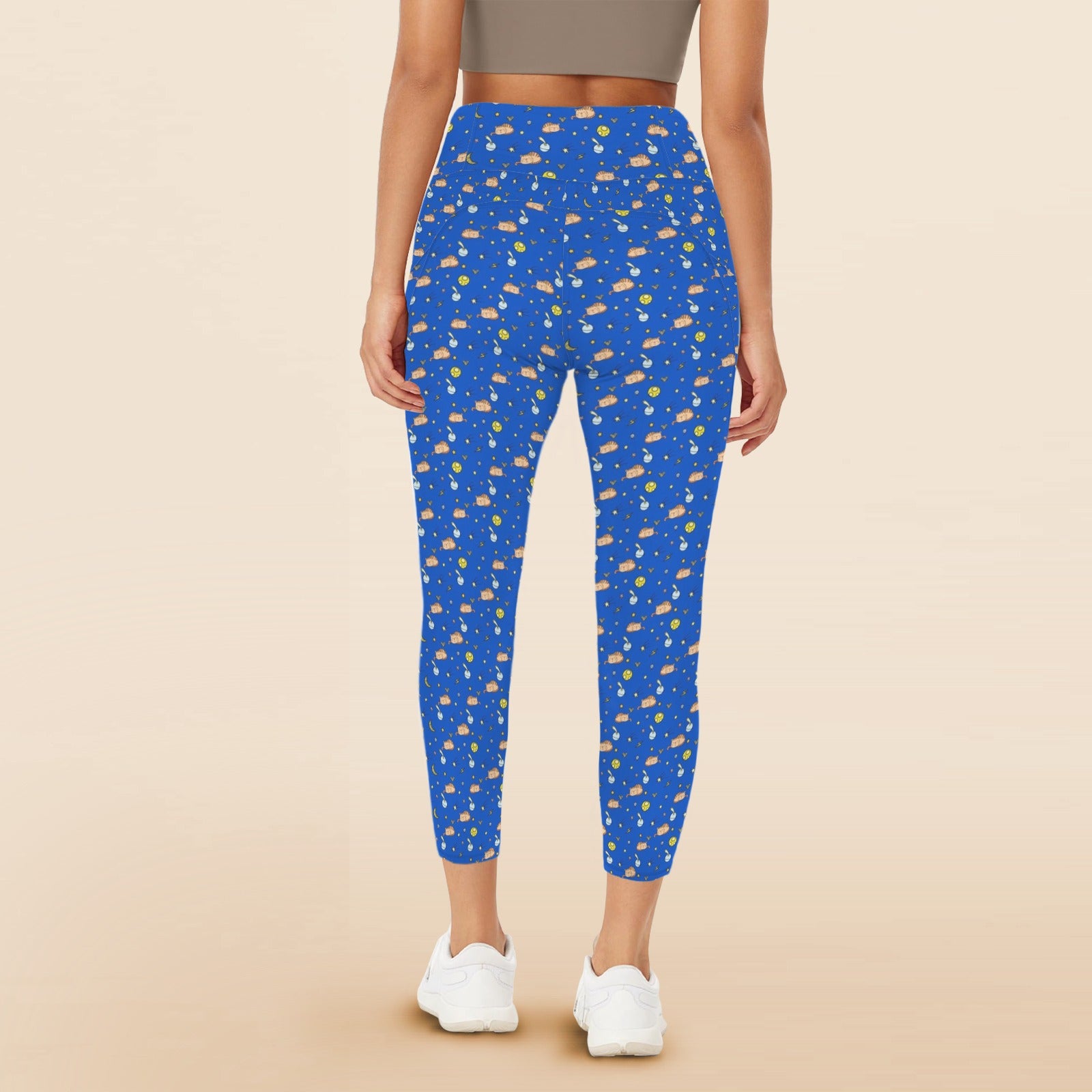 Cats In Space - Women's High Waist Pockets Yoga Leggings