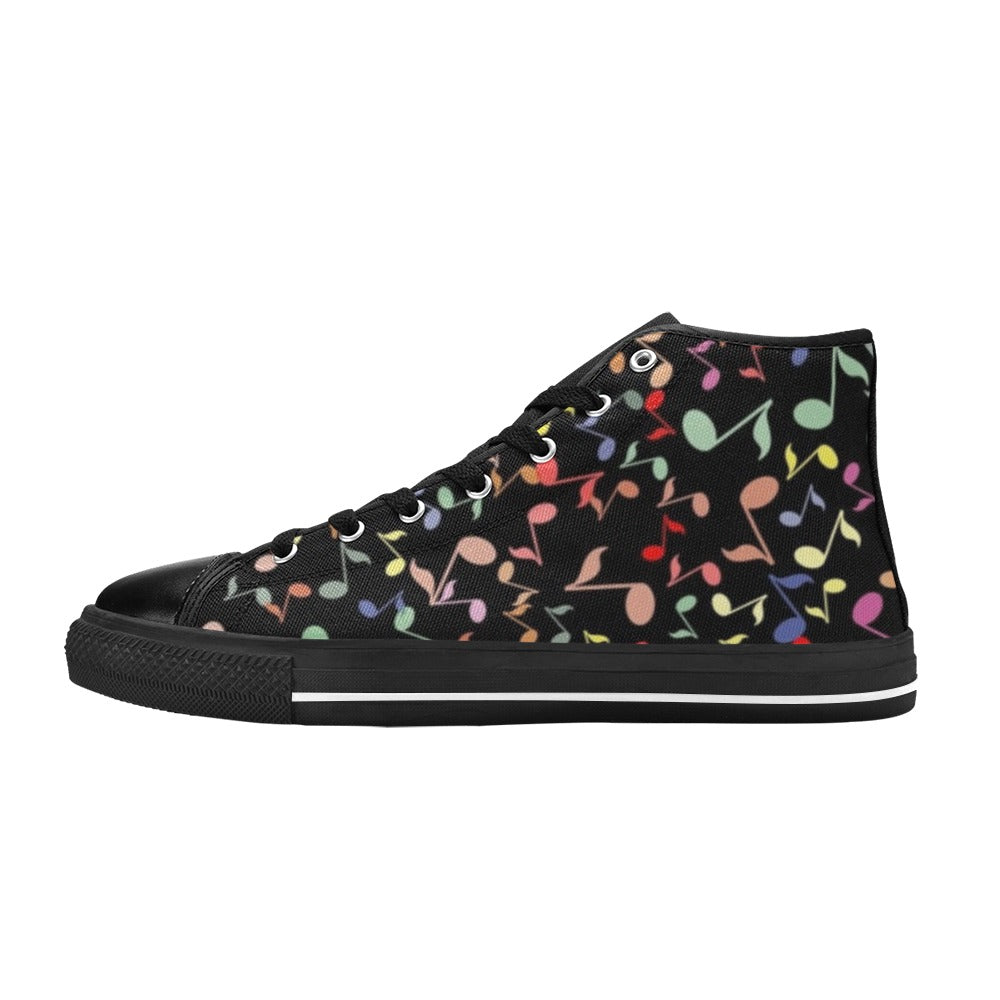 Quavers, Music Notes - Women's High Top Canvas Shoes