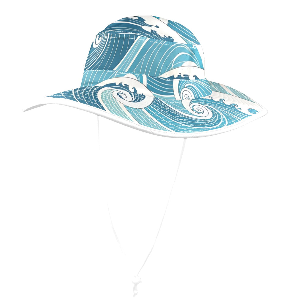 Ocean Waves Wide Brim Bucket Hat Wide Brim Bucket Hat Ocean Printed Offshore Surf