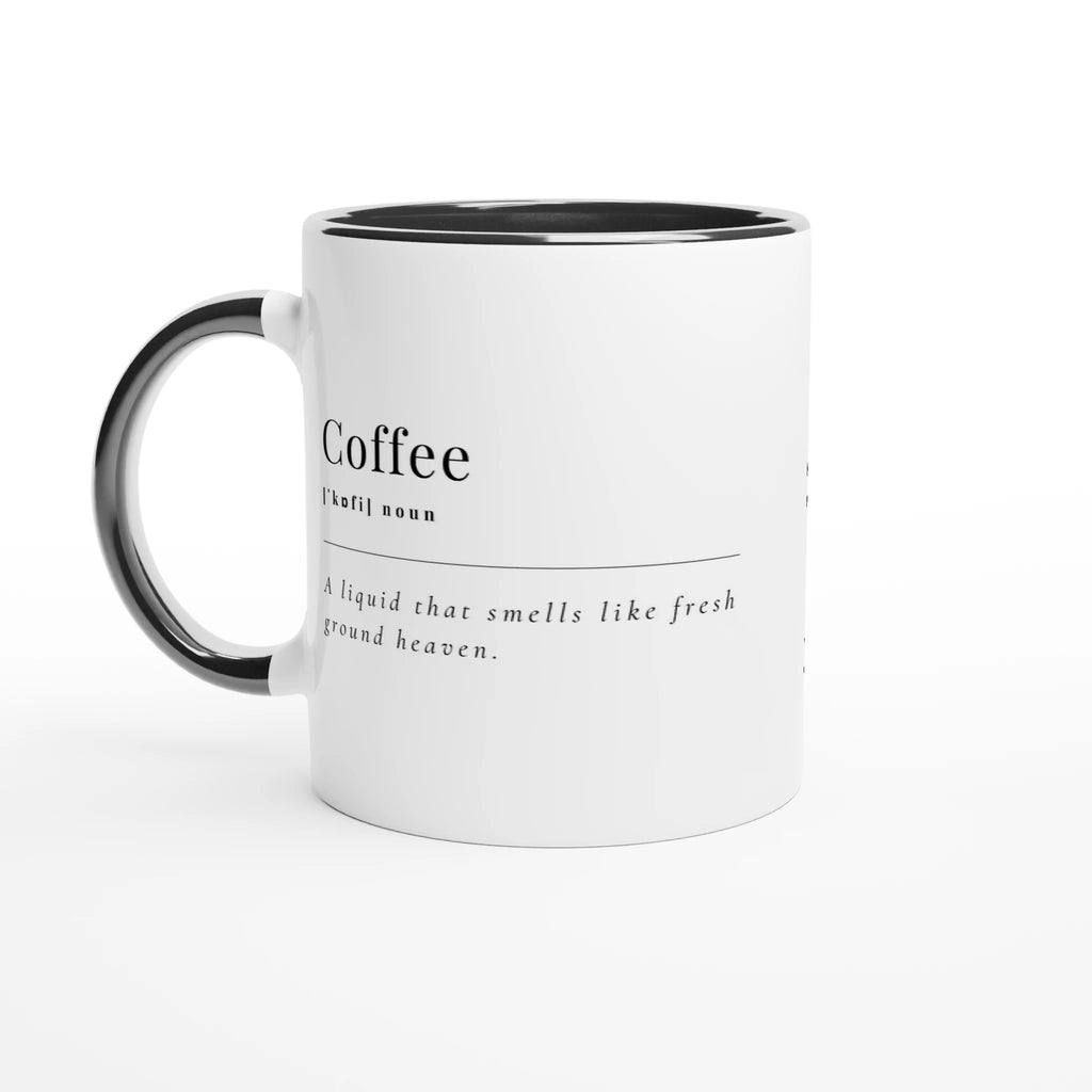 Personalised - Coffee Definition - White 11oz Ceramic Mug with Colour Inside Personalised 11oz Mug Coffee customise Globally Fulfilled personalise