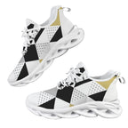 Black And Gold Triangles Women's Twisted Sole Sneakers