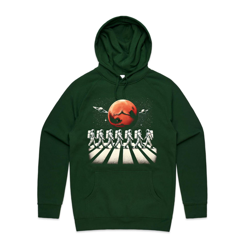 Astronaut Zebra Crossing In Space - Mens Hoodie Forest Green Mens Hoodie Printed In Australia Space