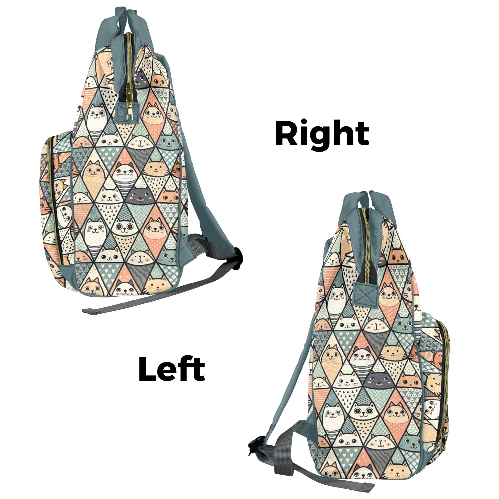 Diamond Cat Pattern - Multi-Function Backpack, Nappy / Diaper Bag