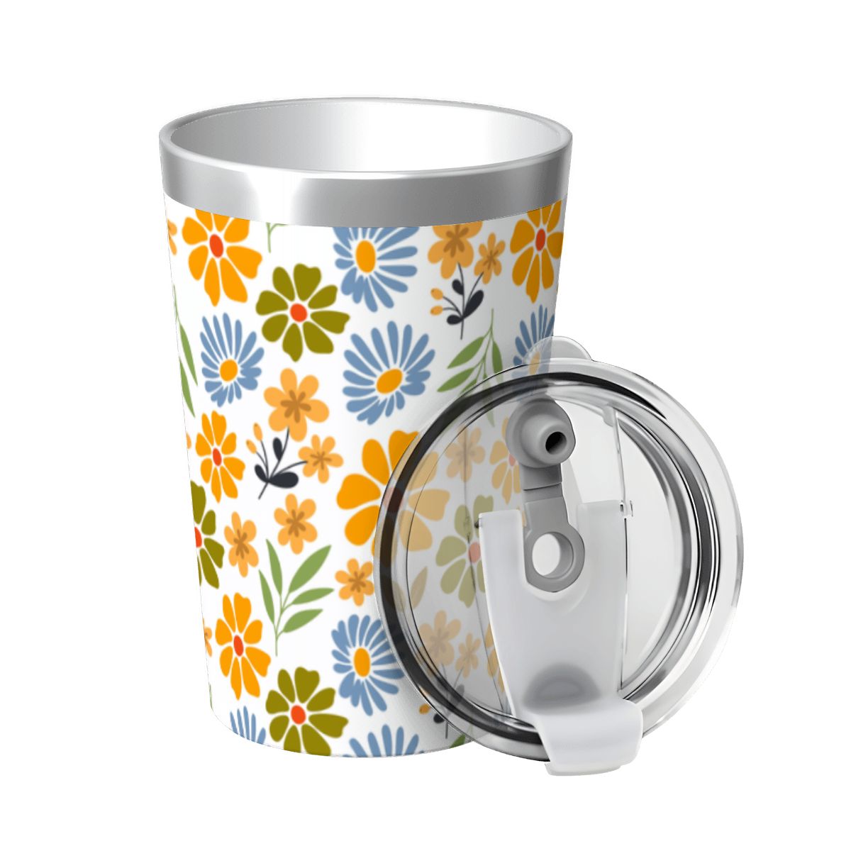 Retro Boho Flower Small Stainless Steel Travel Mug Cup 12oz/350ml