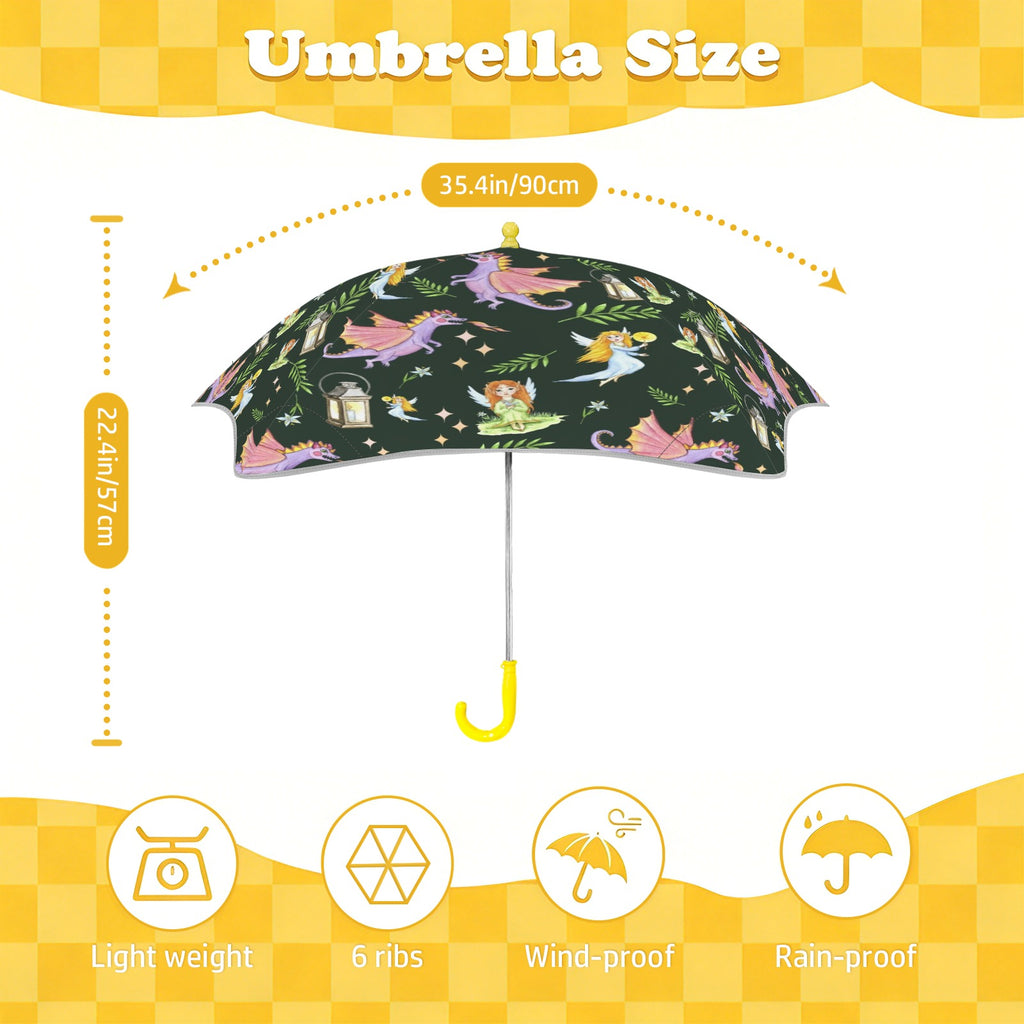 Magic Dragons And Fairies Kids Safe Round Corner Umbrella Kids Safe Round Corner Umbrella Printed Offshore