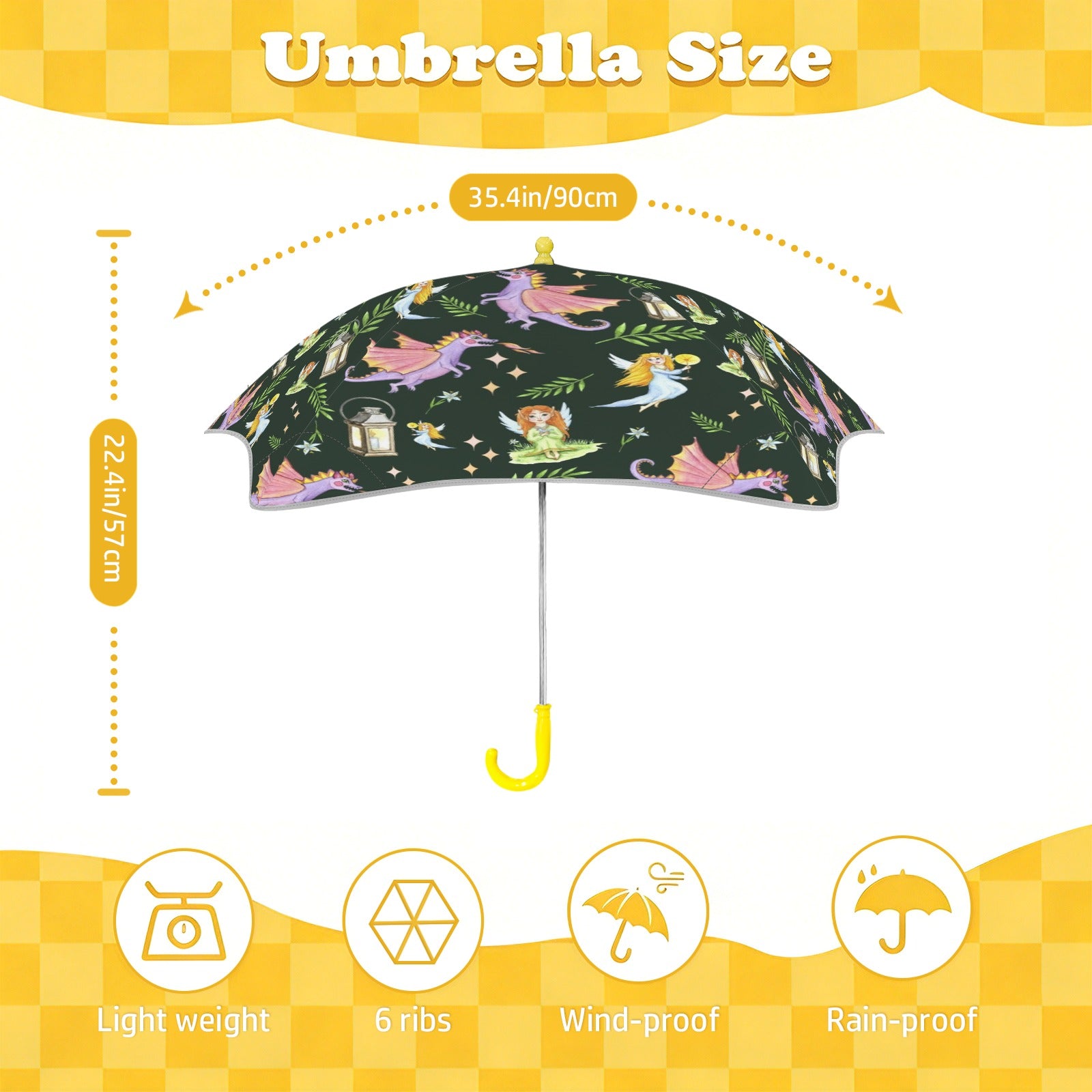Magic Dragons And Fairies Kids Safe Round Corner Umbrella Kids Safe Round Corner Umbrella Printed Offshore