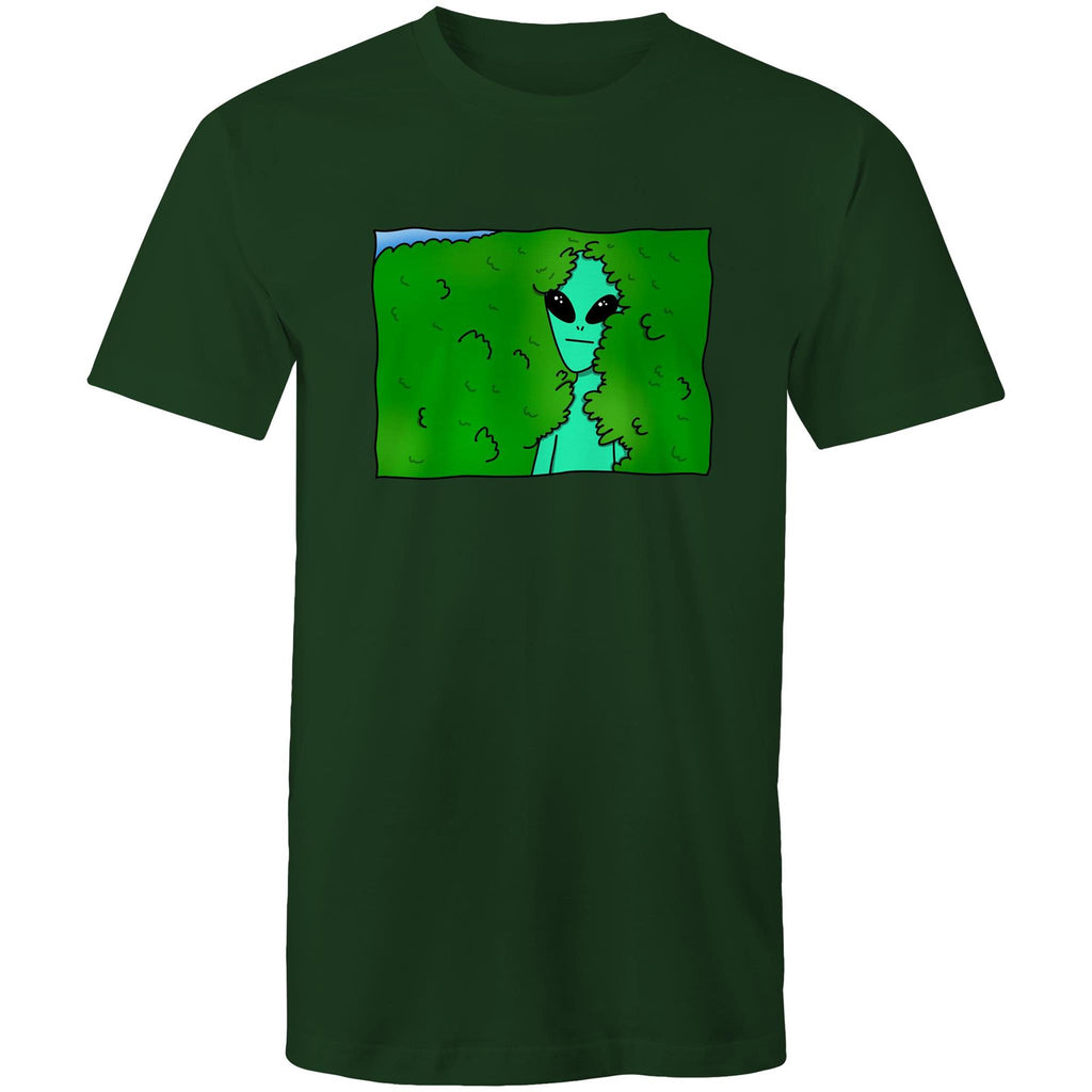Alien Backing Into Hedge Meme - Mens T-Shirt Forest Green Mens T-shirt Printed In Australia Sci Fi