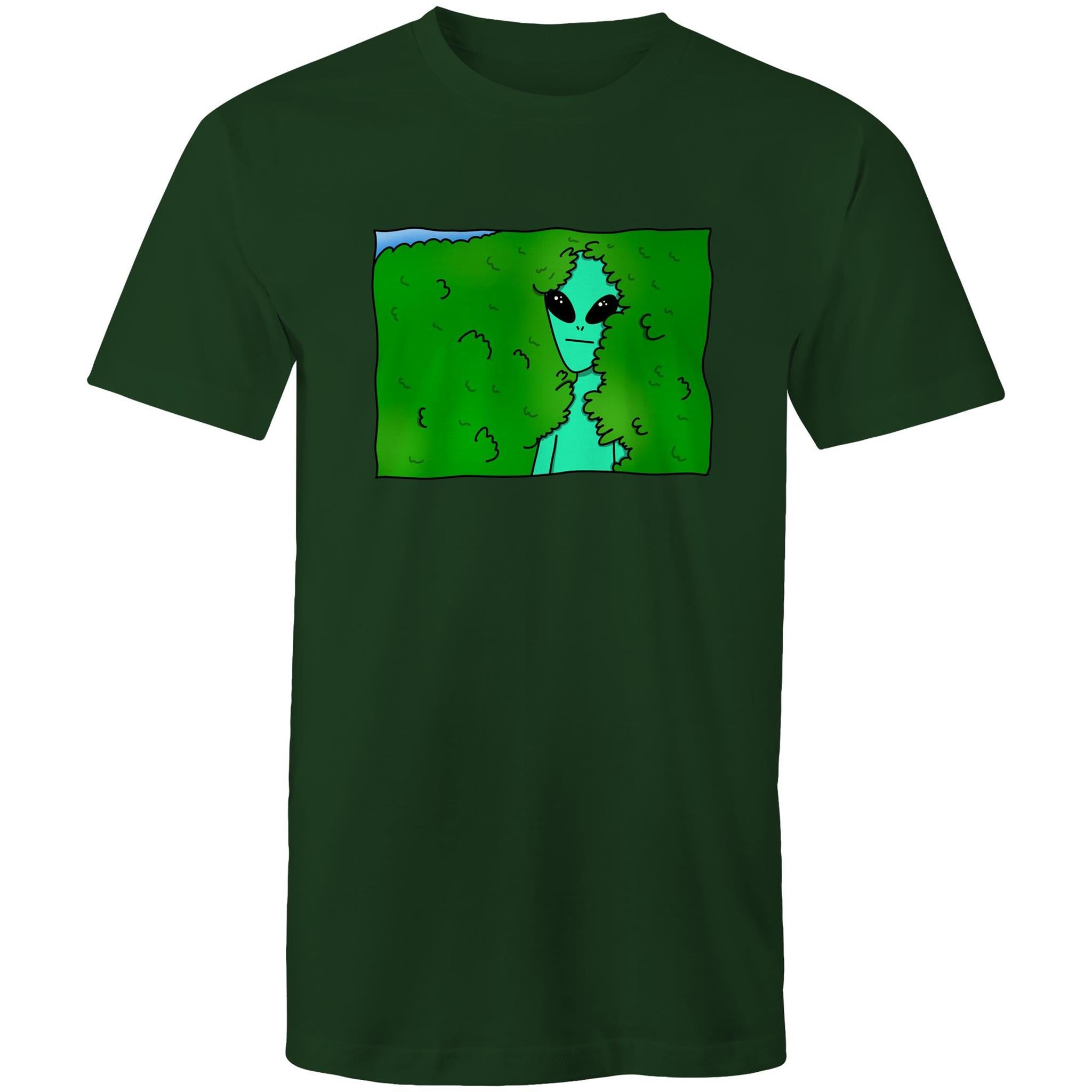 Alien Backing Into Hedge Meme - Mens T-Shirt Forest Green Mens T-shirt Printed In Australia Sci Fi