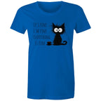 It's Fine, I'm Fine, Frazzled Cat - Womens T-shirt Bright Royal Womens T-shirt animal Printed In Australia
