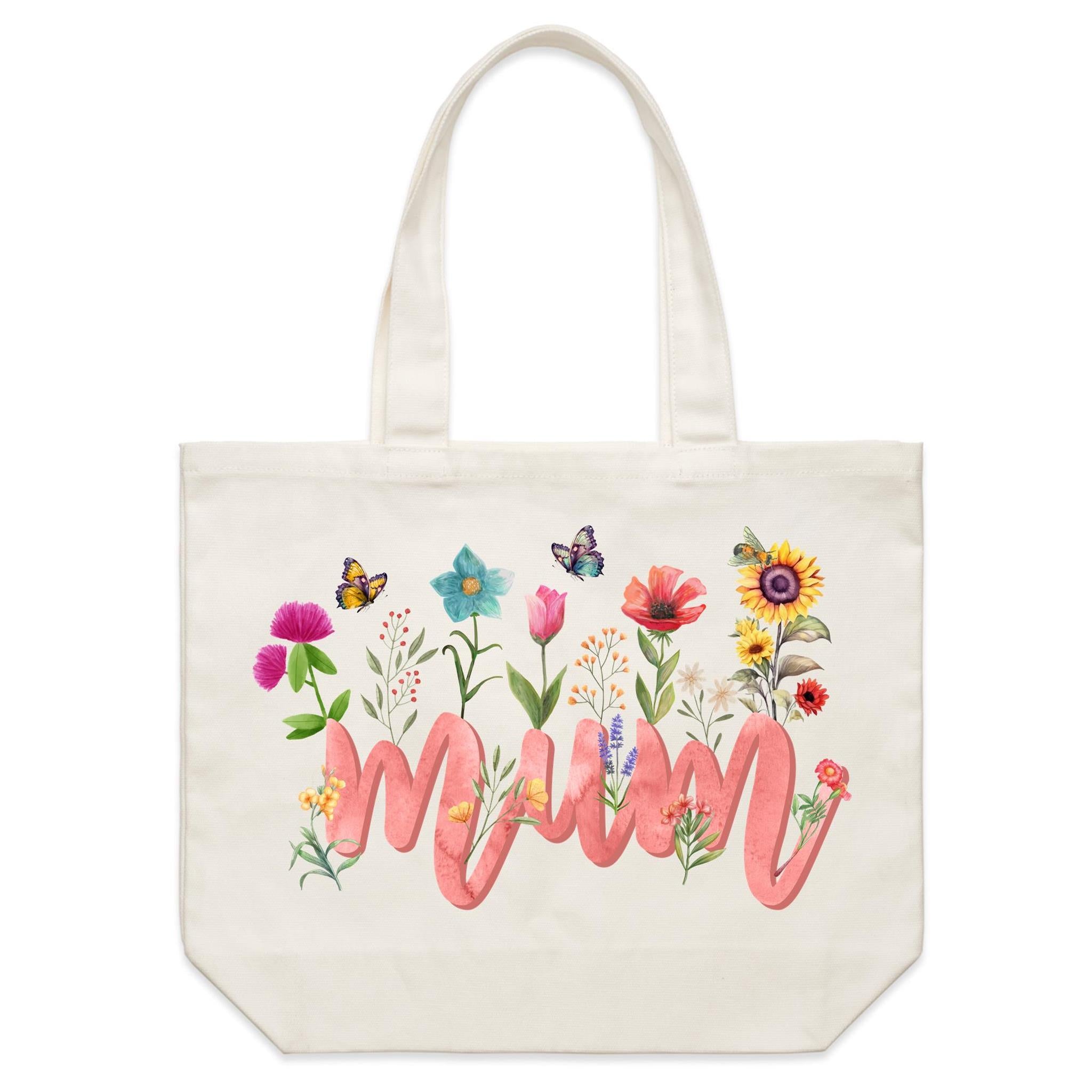 Mum, Flowers And Butterflies - Shoulder Canvas Tote Bag