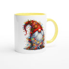 Christmas Gnome Wrapped In Lights - White 11oz Ceramic Mug with Colour Inside Christmas Colour Mug Christmas Globally Fulfilled
