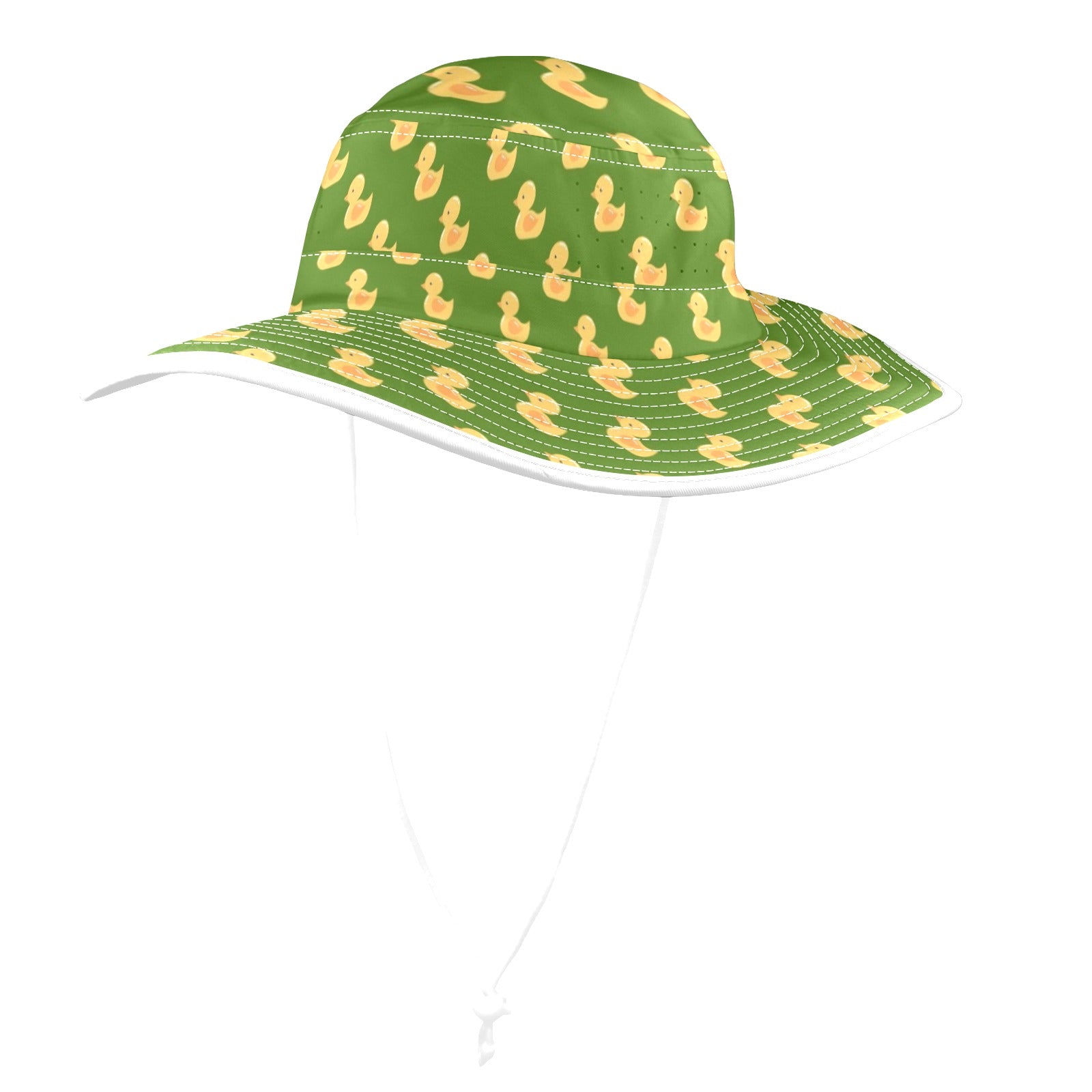 Rubber Ducks On Green Wide Brim Bucket Hat Wide Brim Bucket Hat animal Printed Offshore
