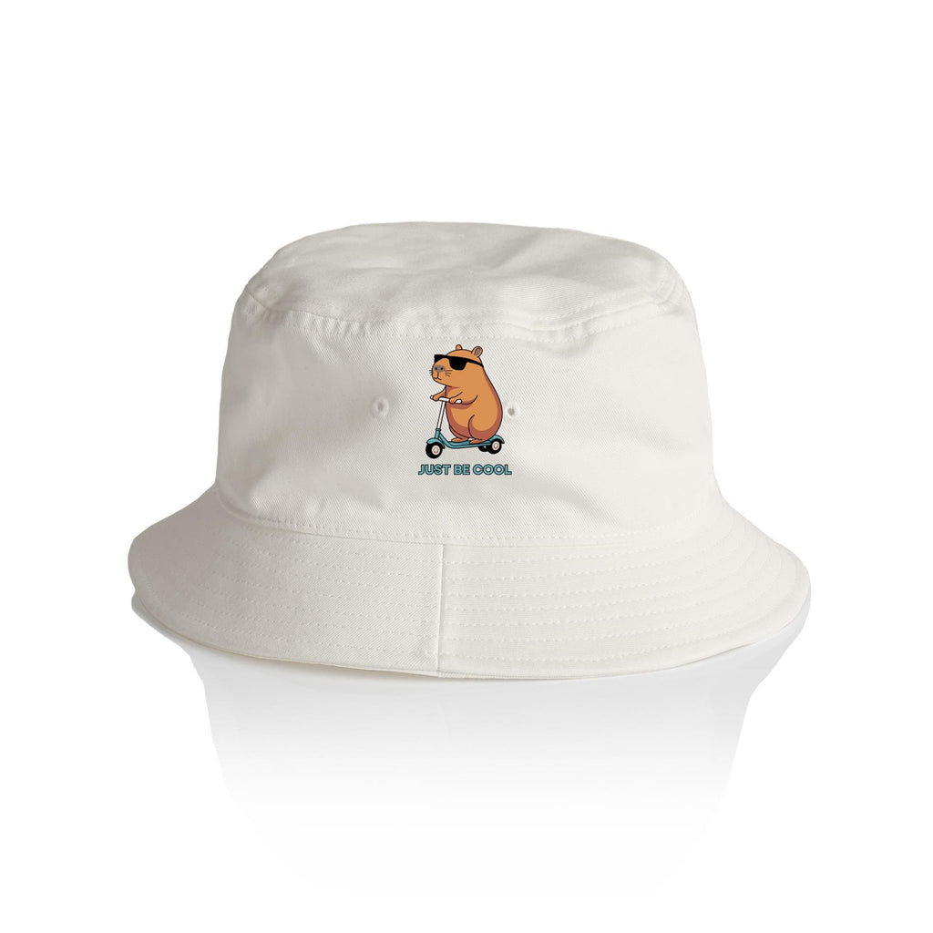 Just Be Cool, Capybara - AS Colour Bucket Hat Ecru One Size As Colour Bucket Hat animal Printed In Australia