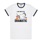 Dramatic Unicorn Goose AS Colour Staple Ringer Tee White Navy Ringer T-Shirt animal Printed In Australia
