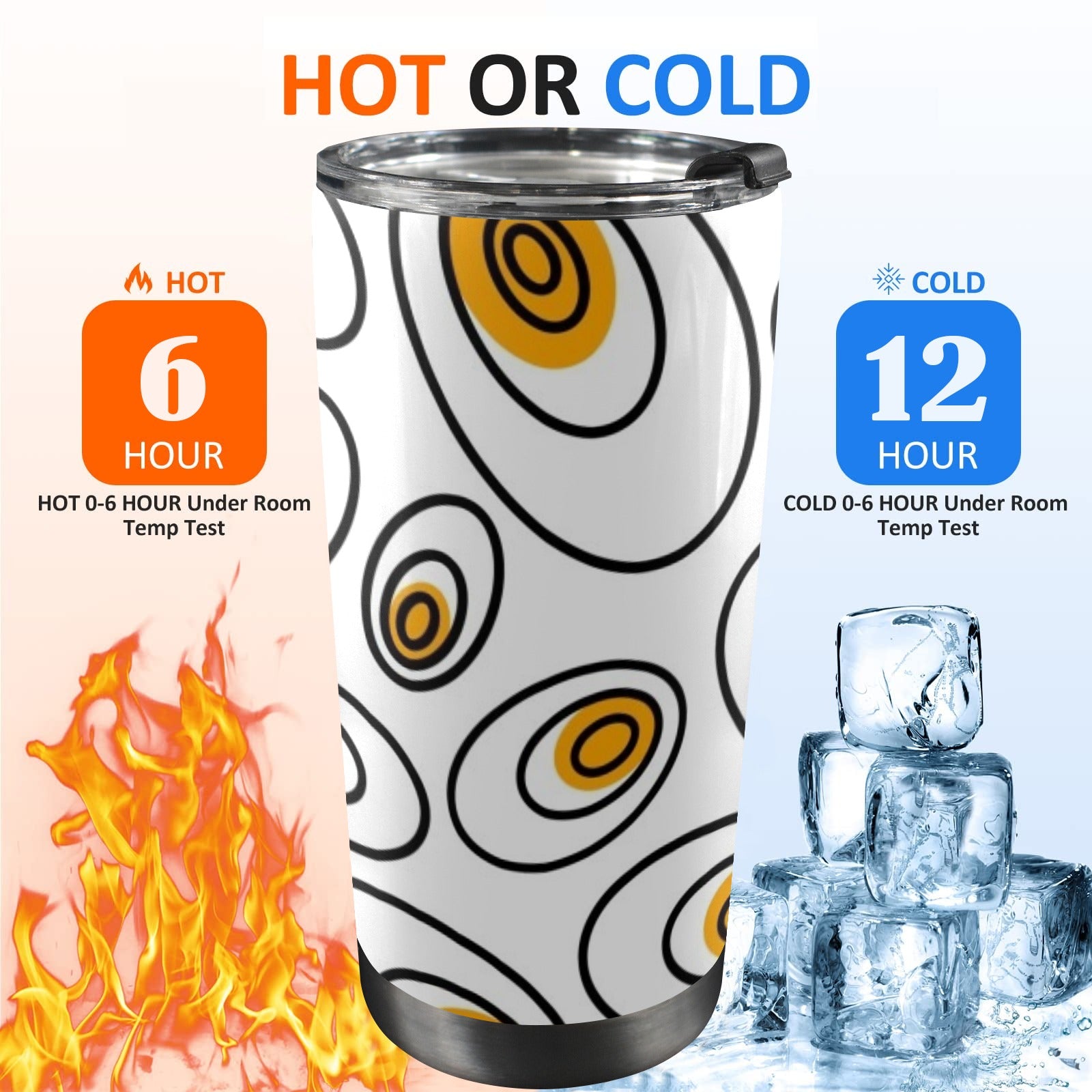 Abstract Eggs - 20oz Mobile Tumbler with Lid (Black Lock) 20oz Travel Mug Food Printed Offshore