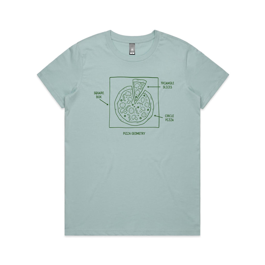 Pizza Geometry Women's AS Colour T-shirt Pale Blue Womens T-shirt Food Maths Printed In Australia
