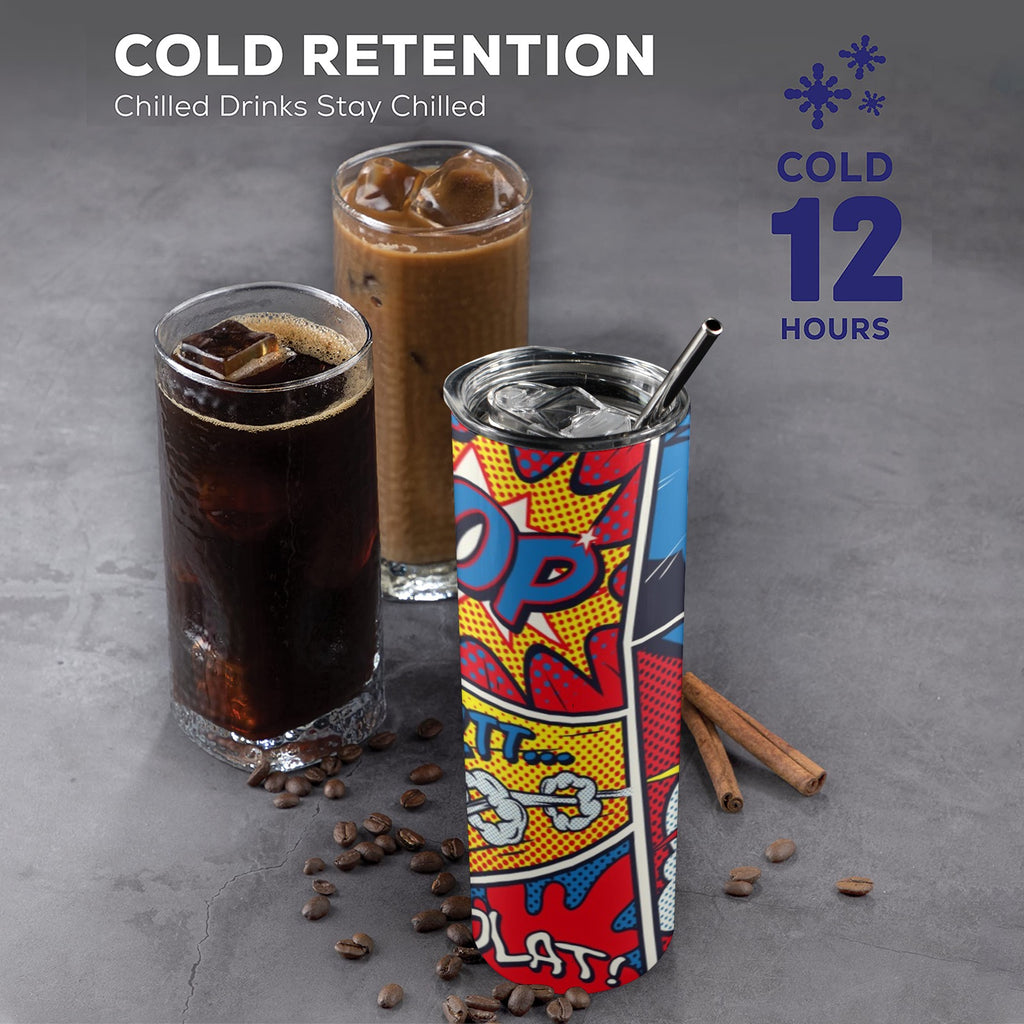 Comic Book 20oz Tall Skinny Tumbler with Lid and Straw