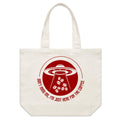UFO, Here For The Coffee Shoulder Canvas Tote Bag Default Title Large Tote Bag Coffee Printed In Australia Sci Fi