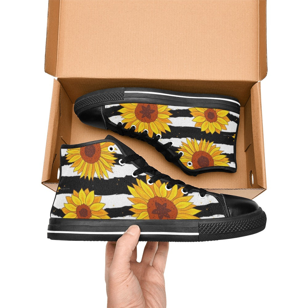 Sunflower Stripes - Women's High Top Canvas Shoes