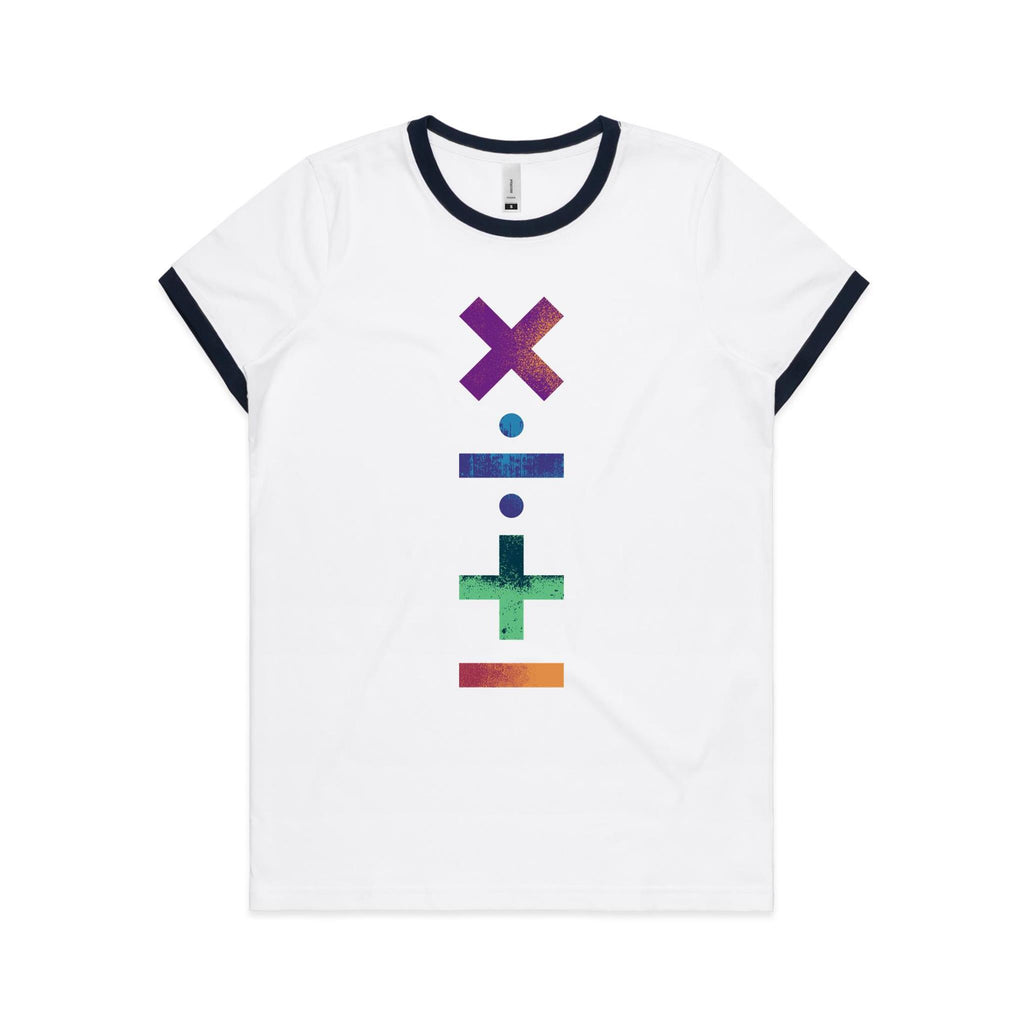Maths Symbols - Women's Ringer Tee White Navy