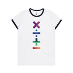 Maths Symbols - Women's Ringer Tee White Navy