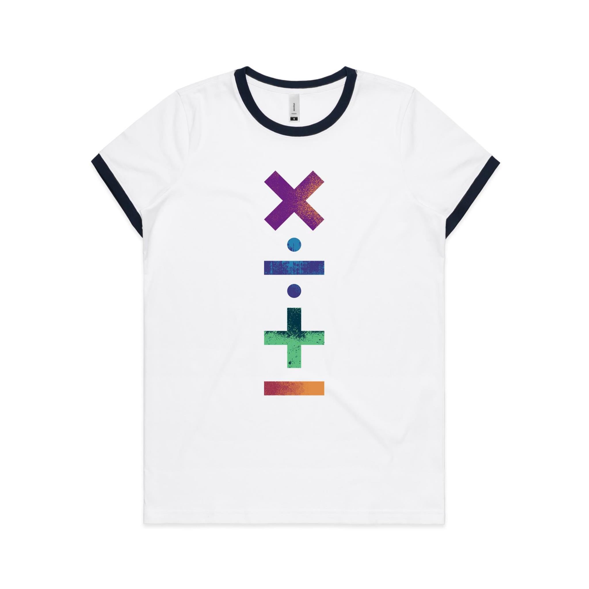 Maths Symbols - Women's Ringer Tee White Navy
