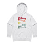 Retro Guitars - Womens Hoodie White Marle Womens Hoodie Music Printed In Australia