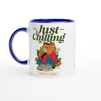 Personalised - Just Chilling - White 11oz Ceramic Mug with Colour Inside Ceramic Blue Personalised 11oz Mug animal customise Globally Fulfilled personalise