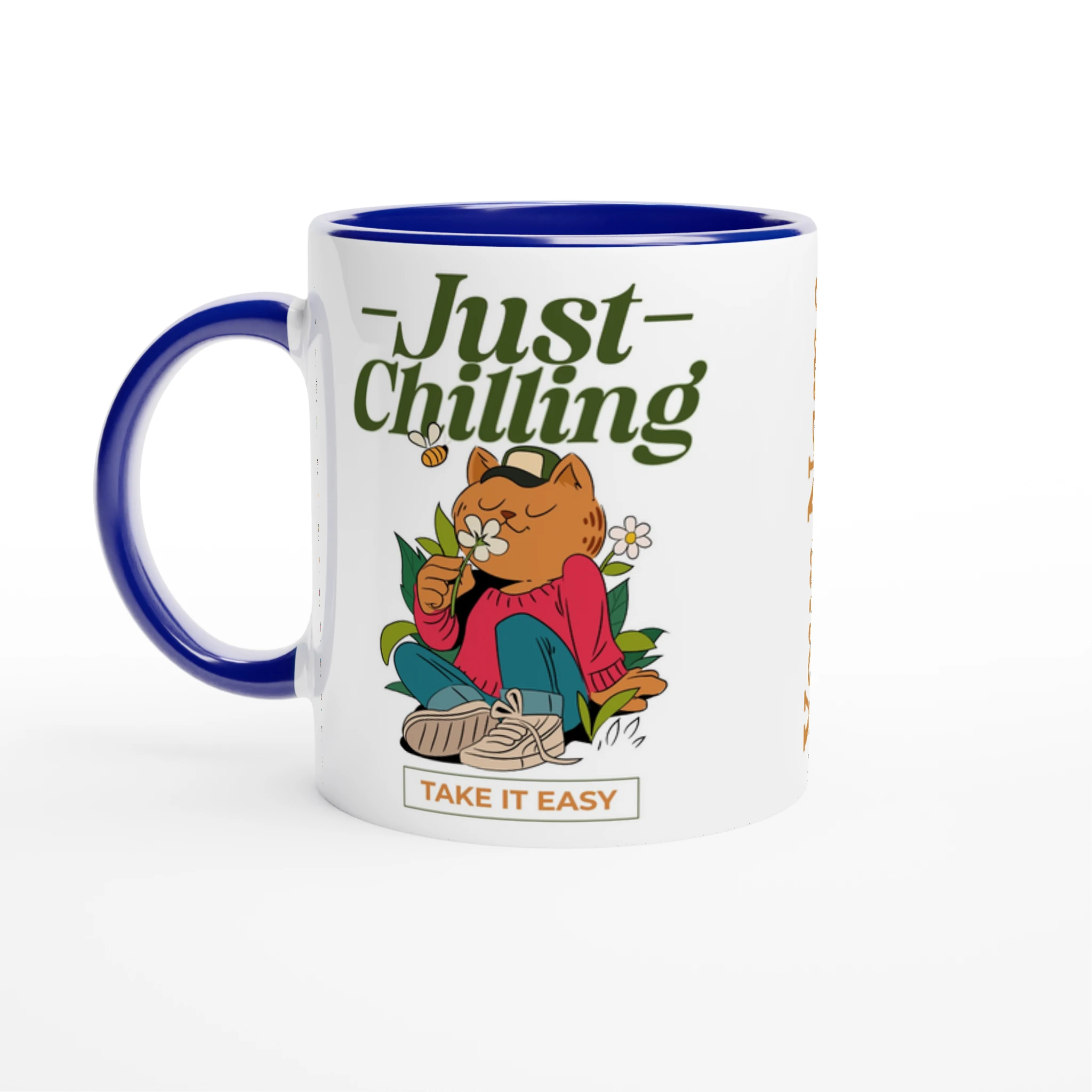 Personalised - Just Chilling - White 11oz Ceramic Mug with Colour Inside Ceramic Blue Personalised 11oz Mug animal customise Globally Fulfilled personalise