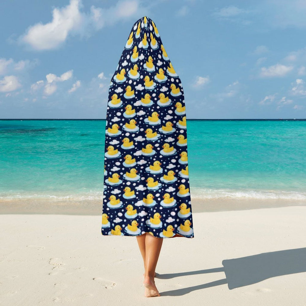 Rubber Ducks On Dark Kids Hooded Blanket 100cm x 130cm