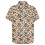 Whimsical Leaf Swirl Women's Collared Pocketless Short Sleeve Shirt