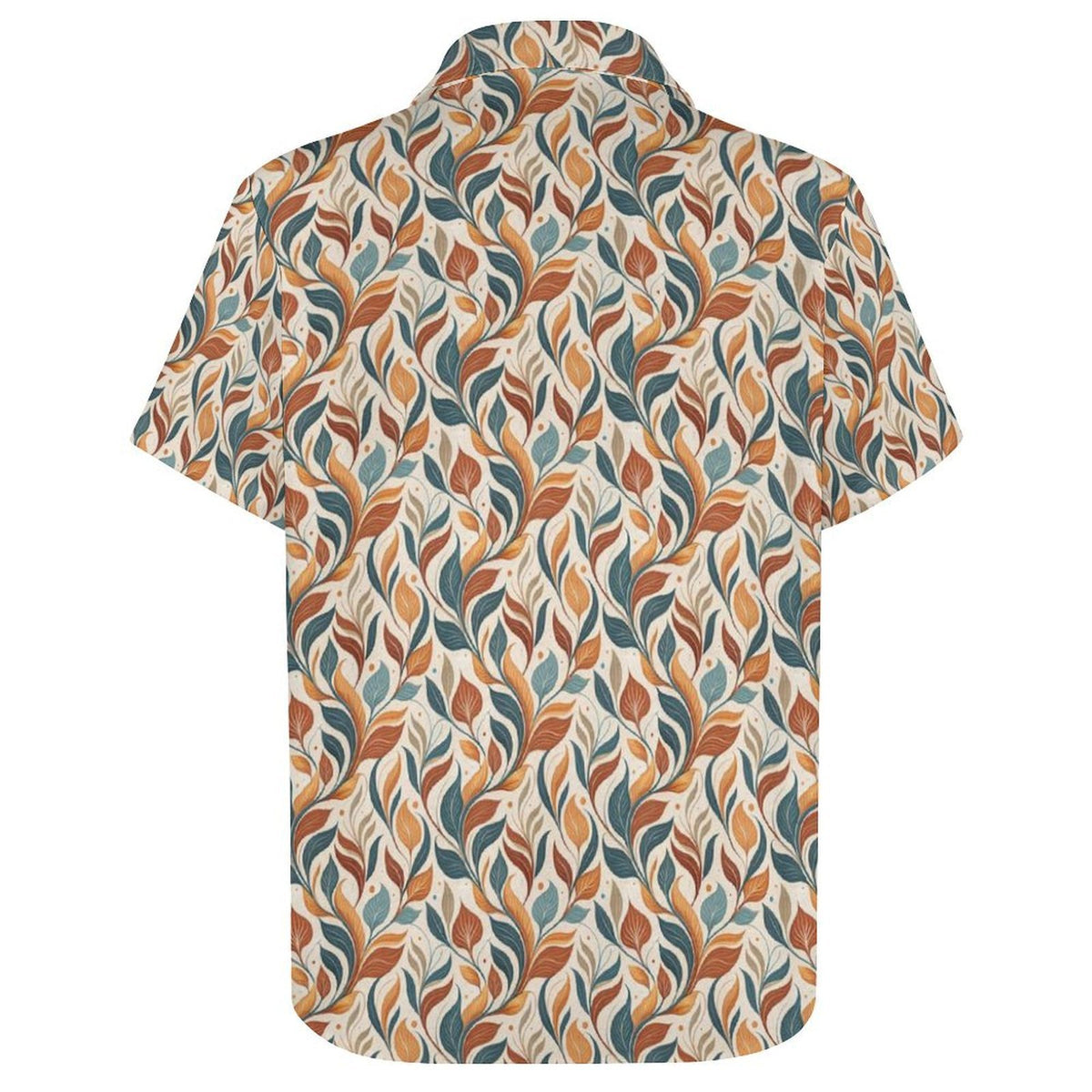 Whimsical Leaf Swirl Women's Collared Pocketless Short Sleeve Shirt