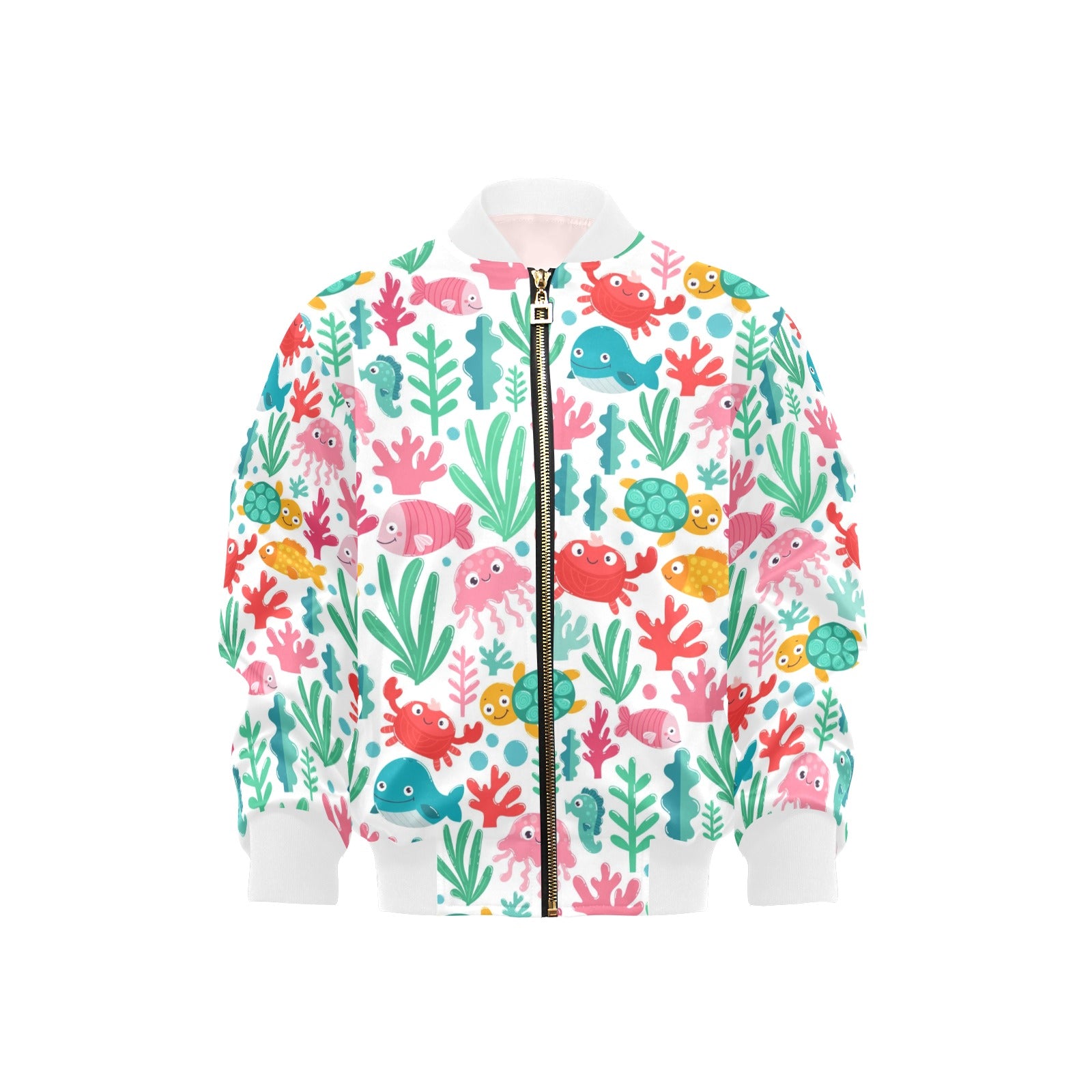 Cute Sea Creatures Kids Bomber Jacket XL Kids Bomber Jacket animal Ocean Printed Offshore