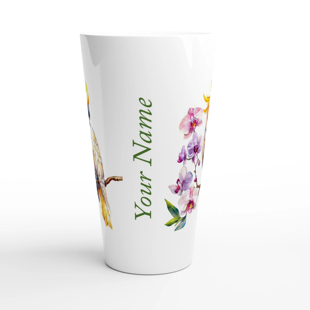 Personalise - Cockatoo, Australian Birds - White Latte 17oz Ceramic Mug Personalised Latte Mug animal Globally Fulfilled