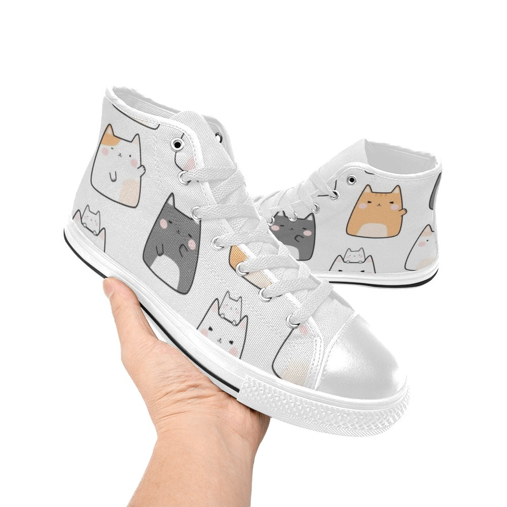 Cats - Kids High Top Canvas Shoes