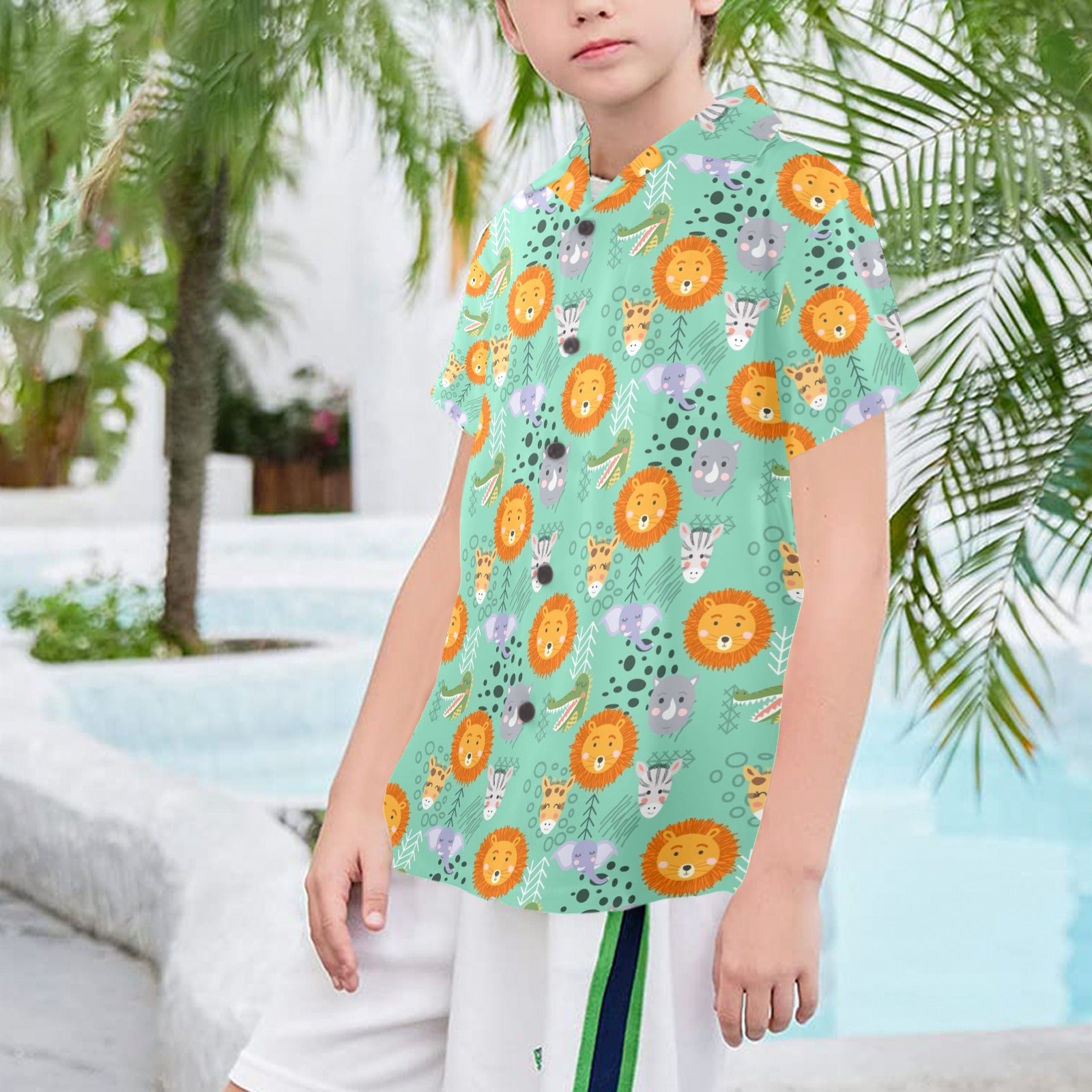 Safari Animals Senior Kids Hawaiian Shirt
