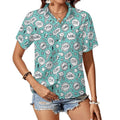 Comic Book Speech Bubbles Women's Short-Sleeve Button Up Shirt white comic Printed Offshore