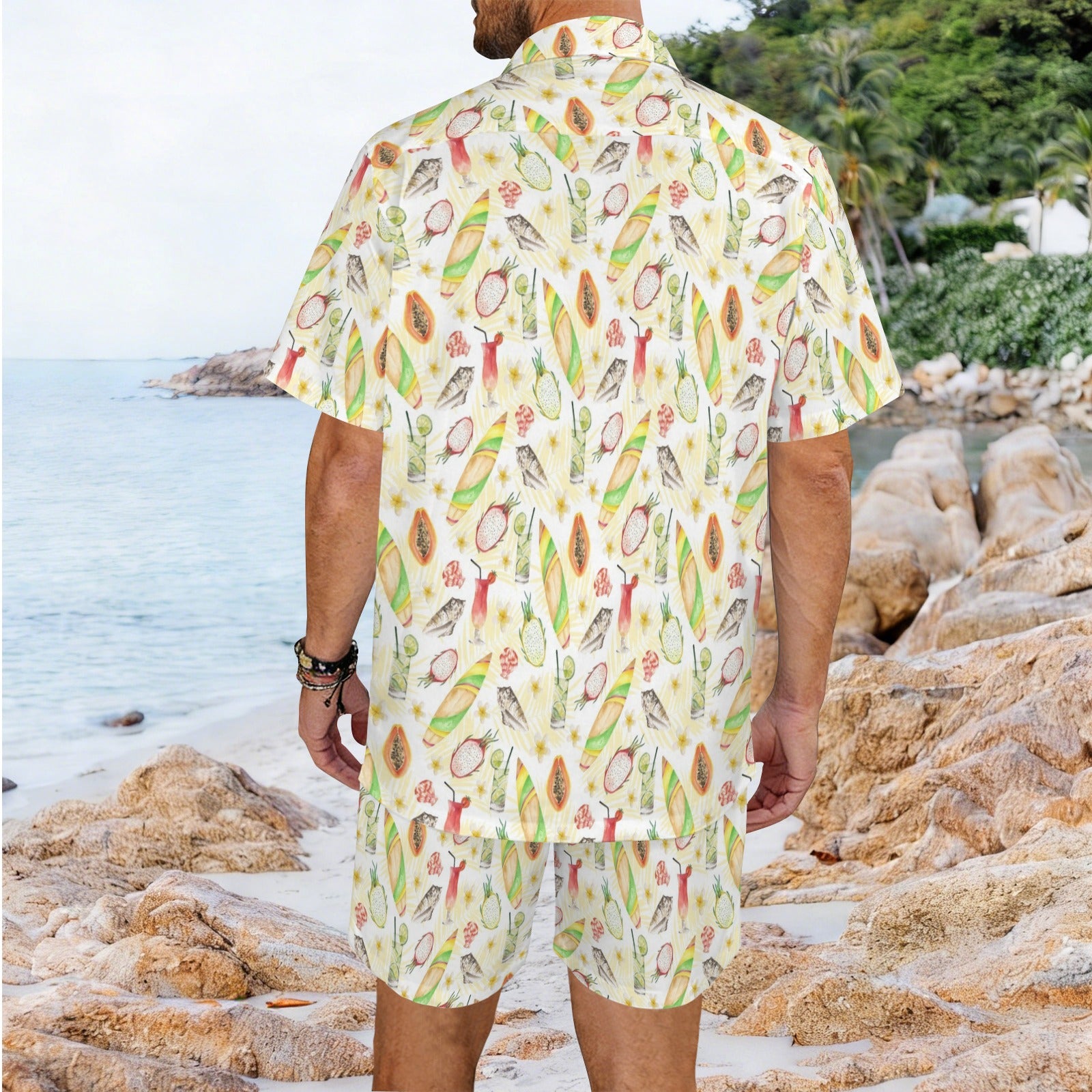 Tropical Surf Men's Hawaiian Shirt & Shorts Set Men's Hawaiian Shirt & Shorts Set Printed Offshore Surf