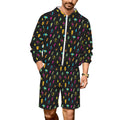 Fun Lightning Men's Lightweight Sun Hoodie & Shorts Set 4XL Men's Lightweight Sun Hoodie & Shorts comic Printed Offshore