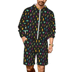 Fun Lightning Men's Lightweight Sun Hoodie & Shorts Set 4XL Men's Lightweight Sun Hoodie & Shorts comic Printed Offshore