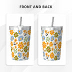 Retro Boho Flower Small Stainless Steel Travel Mug Cup 12oz/350ml