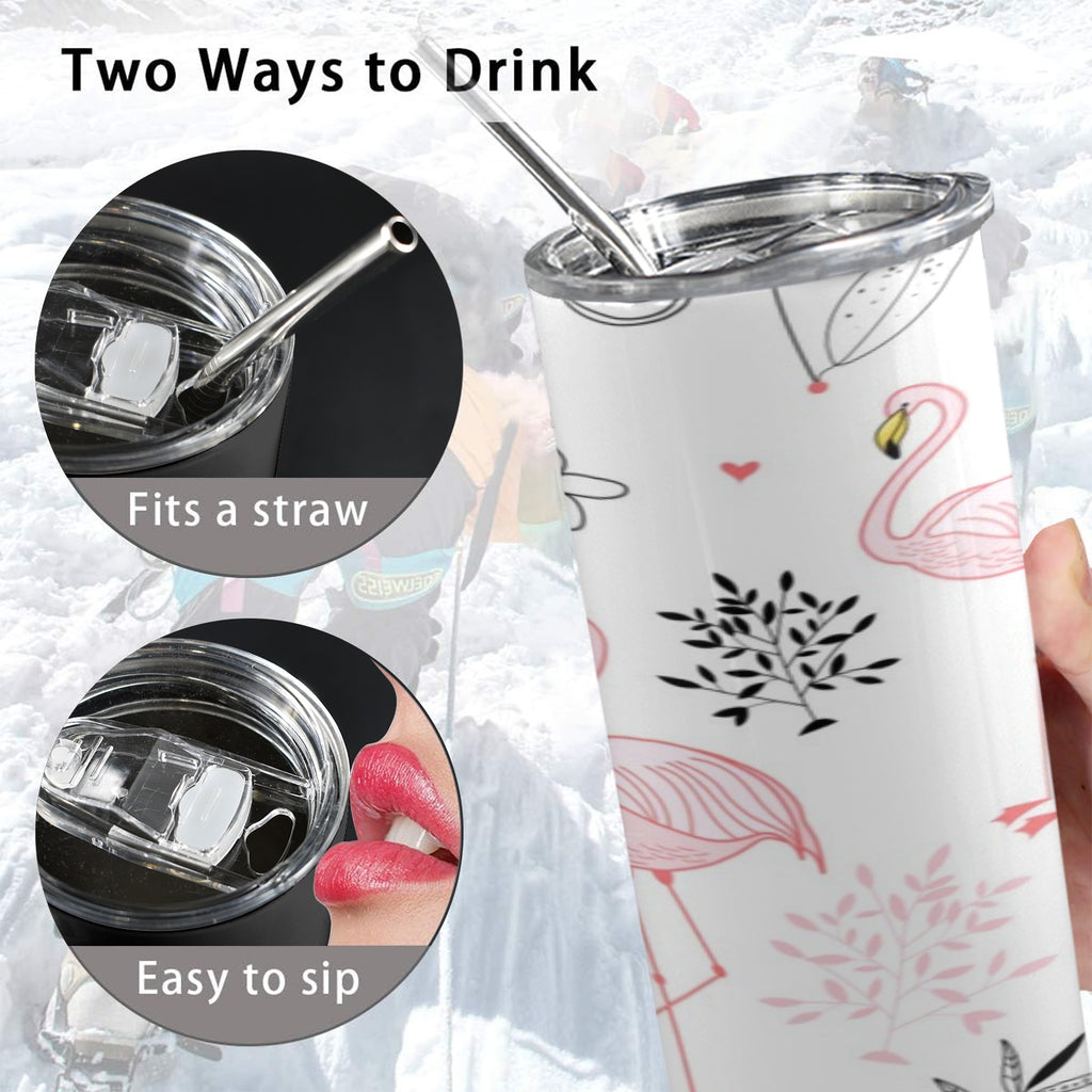 Pink Flamingos 20oz Tall Skinny Tumbler with Lid and Straw