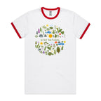 Stay Natural - Staple Ringer Tee White Red Ringer T-Shirt Plants Printed In Australia